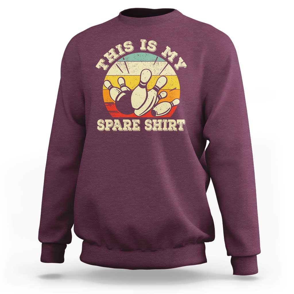 Funny Bowling Sweatshirt This Is My Spare Shirt Retro Ball Pins Strike Spilt - Wonder Print Shop
