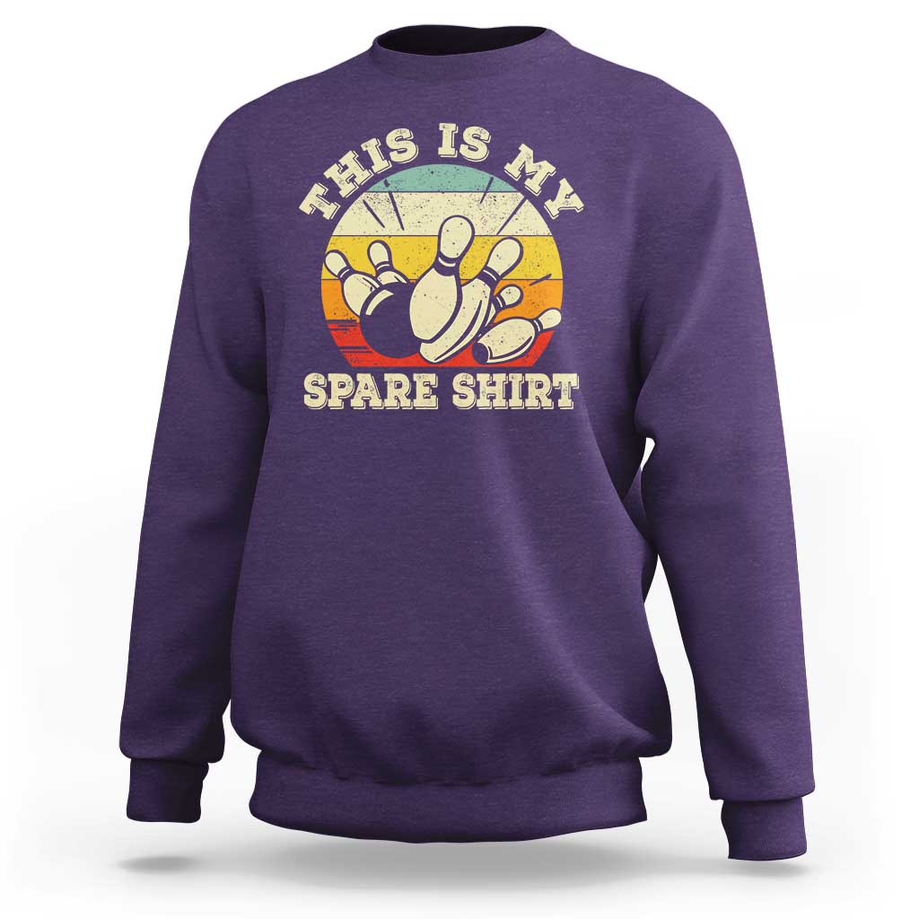 Funny Bowling Sweatshirt This Is My Spare Shirt Retro Ball Pins Strike Spilt - Wonder Print Shop