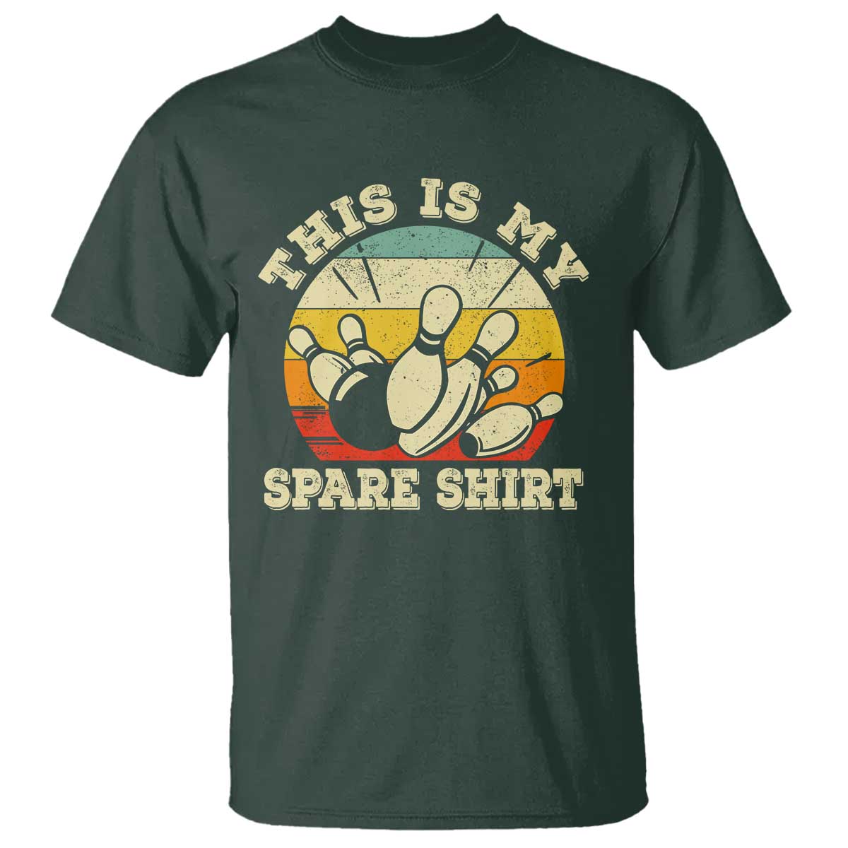 Funny Bowling T Shirt This Is My Spare Shirt Retro Ball Pins Strike Spilt - Wonder Print Shop
