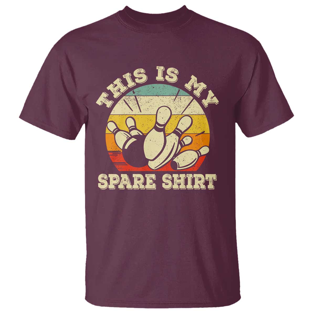 Funny Bowling T Shirt This Is My Spare Shirt Retro Ball Pins Strike Spilt - Wonder Print Shop