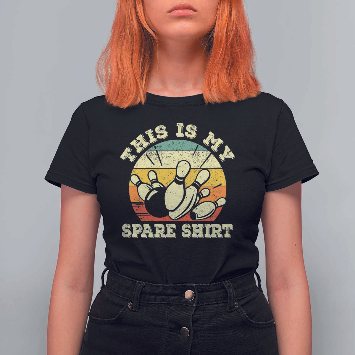Funny Bowling T Shirt For Women This Is My Spare Shirt Retro Ball Pins Strike Spilt - Wonder Print Shop