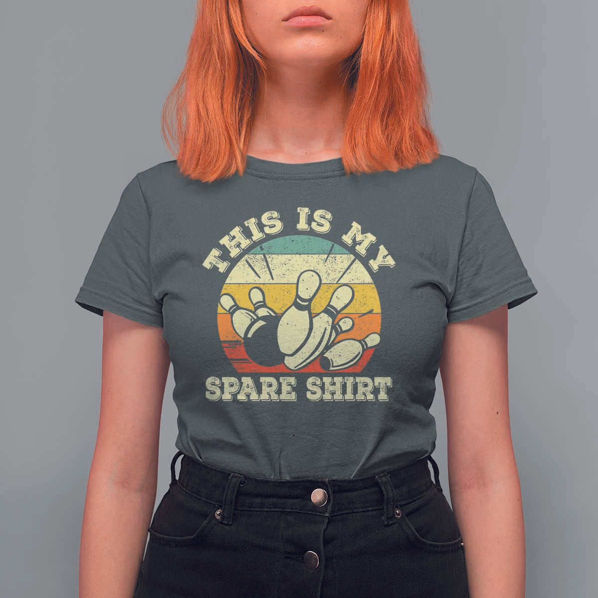 Funny Bowling T Shirt For Women This Is My Spare Shirt Retro Ball Pins Strike Spilt - Wonder Print Shop