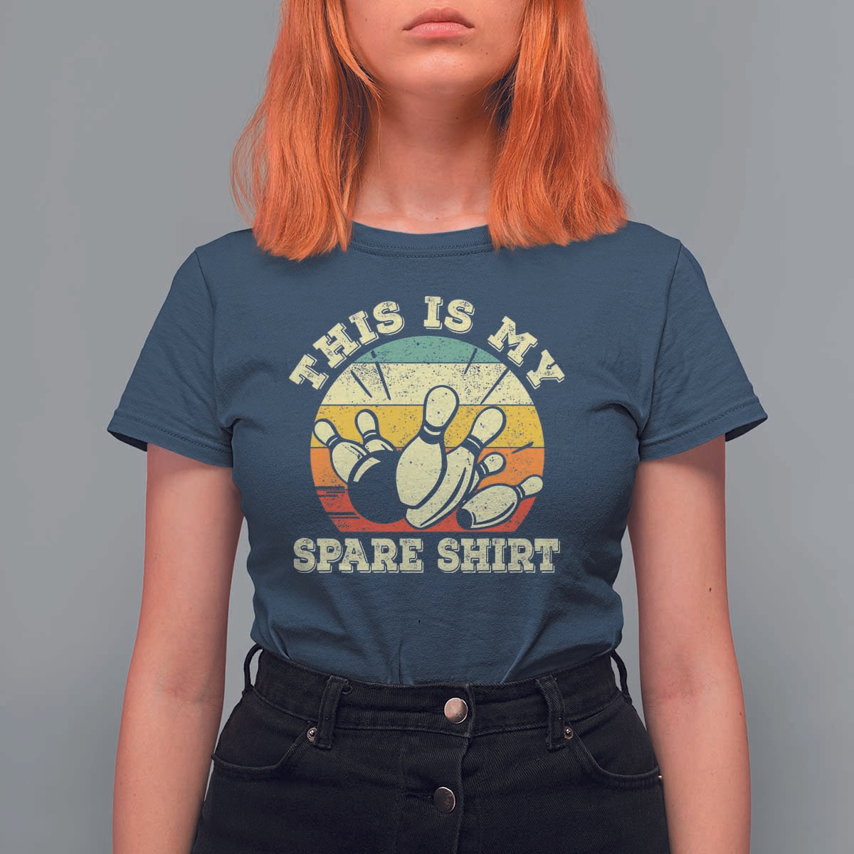 Funny Bowling T Shirt For Women This Is My Spare Shirt Retro Ball Pins Strike Spilt - Wonder Print Shop