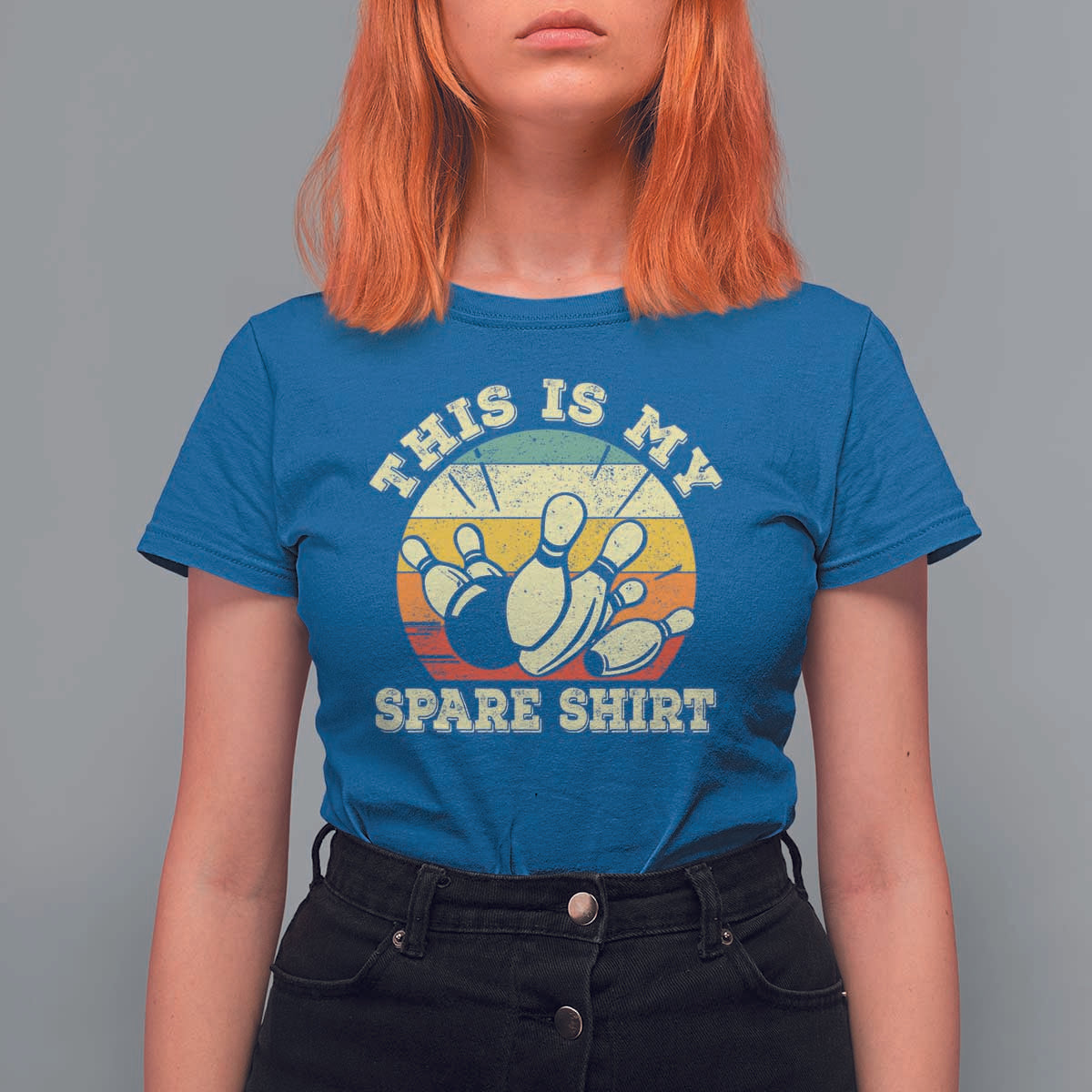 Funny Bowling T Shirt For Women This Is My Spare Shirt Retro Ball Pins Strike Spilt - Wonder Print Shop