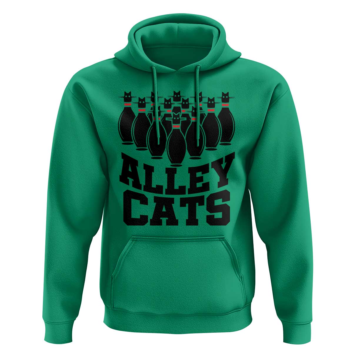 Funny Bowling Hoodie Alley Cats Bowler Player Pins Strike - Wonder Print Shop