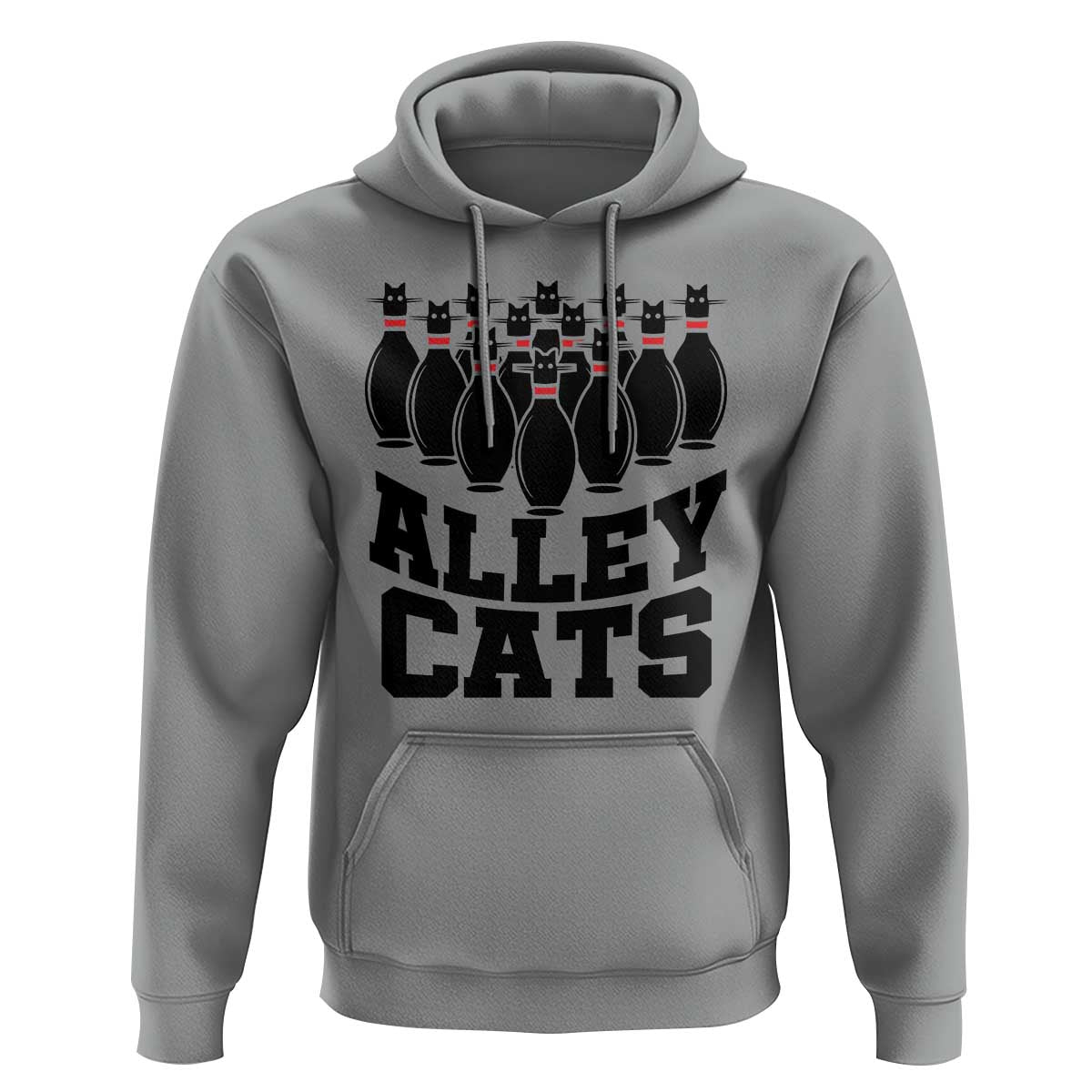 Funny Bowling Hoodie Alley Cats Bowler Player Pins Strike - Wonder Print Shop