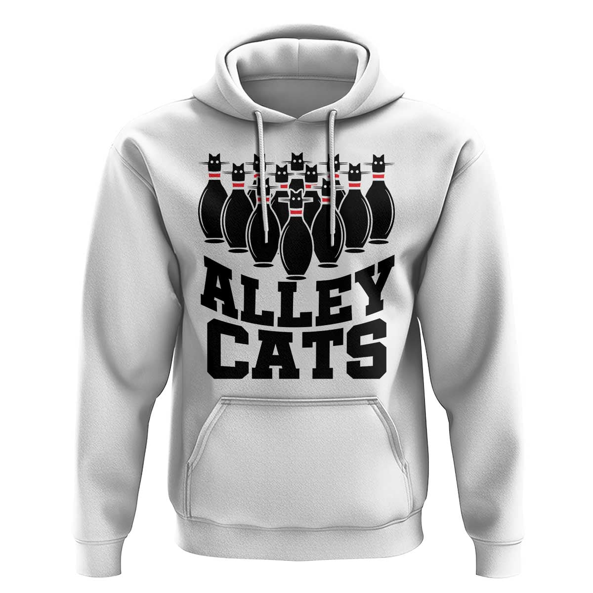 Funny Bowling Hoodie Alley Cats Bowler Player Pins Strike - Wonder Print Shop
