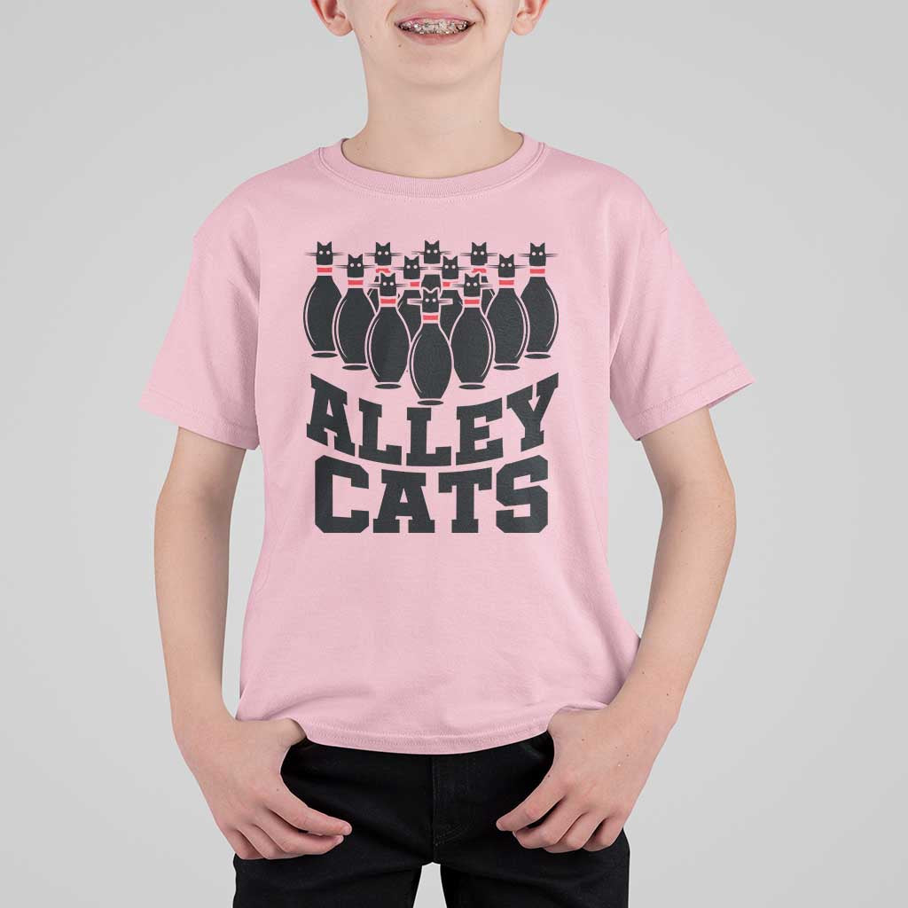 Funny Bowling T Shirt For Kid Alley Cats Bowler Player Pins Strike - Wonder Print Shop