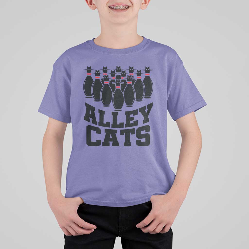 Funny Bowling T Shirt For Kid Alley Cats Bowler Player Pins Strike - Wonder Print Shop
