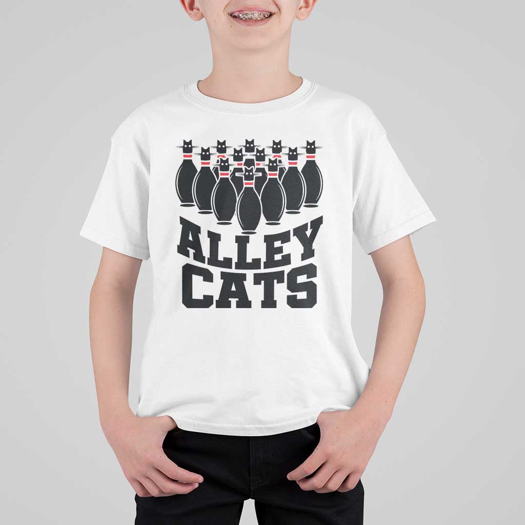 Funny Bowling T Shirt For Kid Alley Cats Bowler Player Pins Strike - Wonder Print Shop