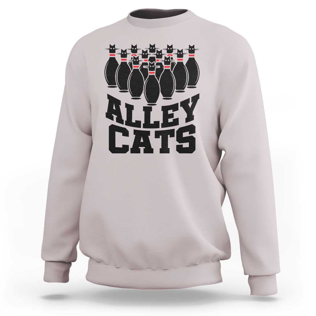 Funny Bowling Sweatshirt Alley Cats Bowler Player Pins Strike - Wonder Print Shop