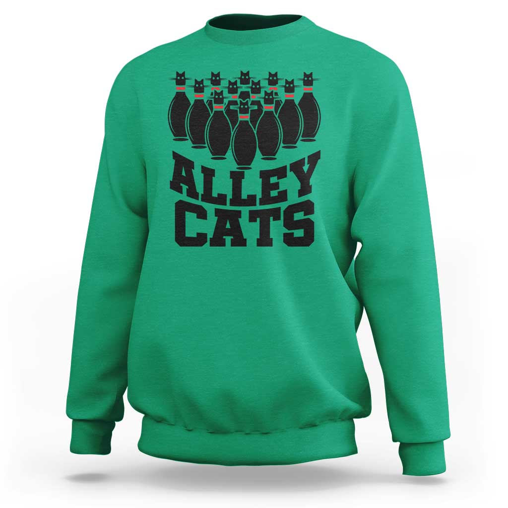 Funny Bowling Sweatshirt Alley Cats Bowler Player Pins Strike - Wonder Print Shop