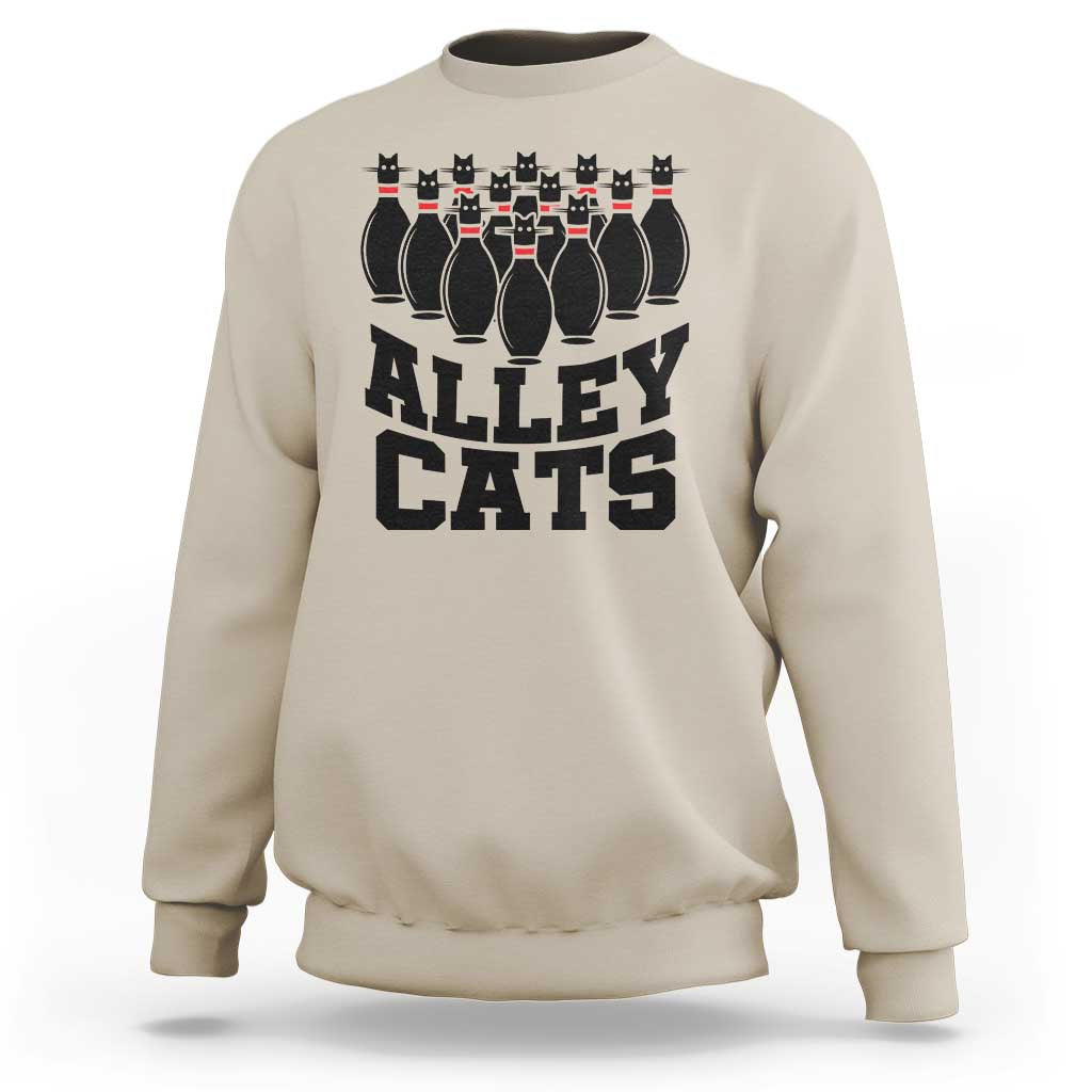 Funny Bowling Sweatshirt Alley Cats Bowler Player Pins Strike - Wonder Print Shop