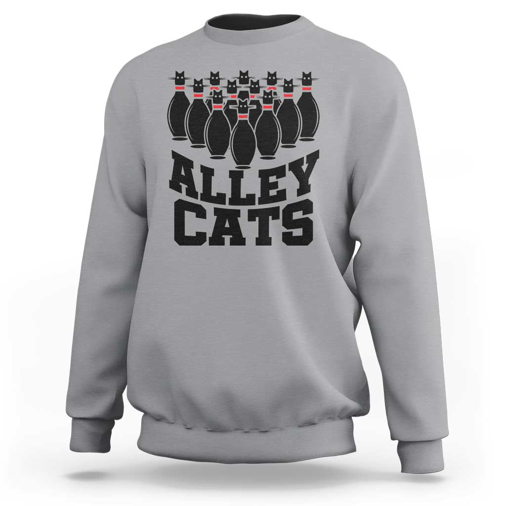 Funny Bowling Sweatshirt Alley Cats Bowler Player Pins Strike - Wonder Print Shop