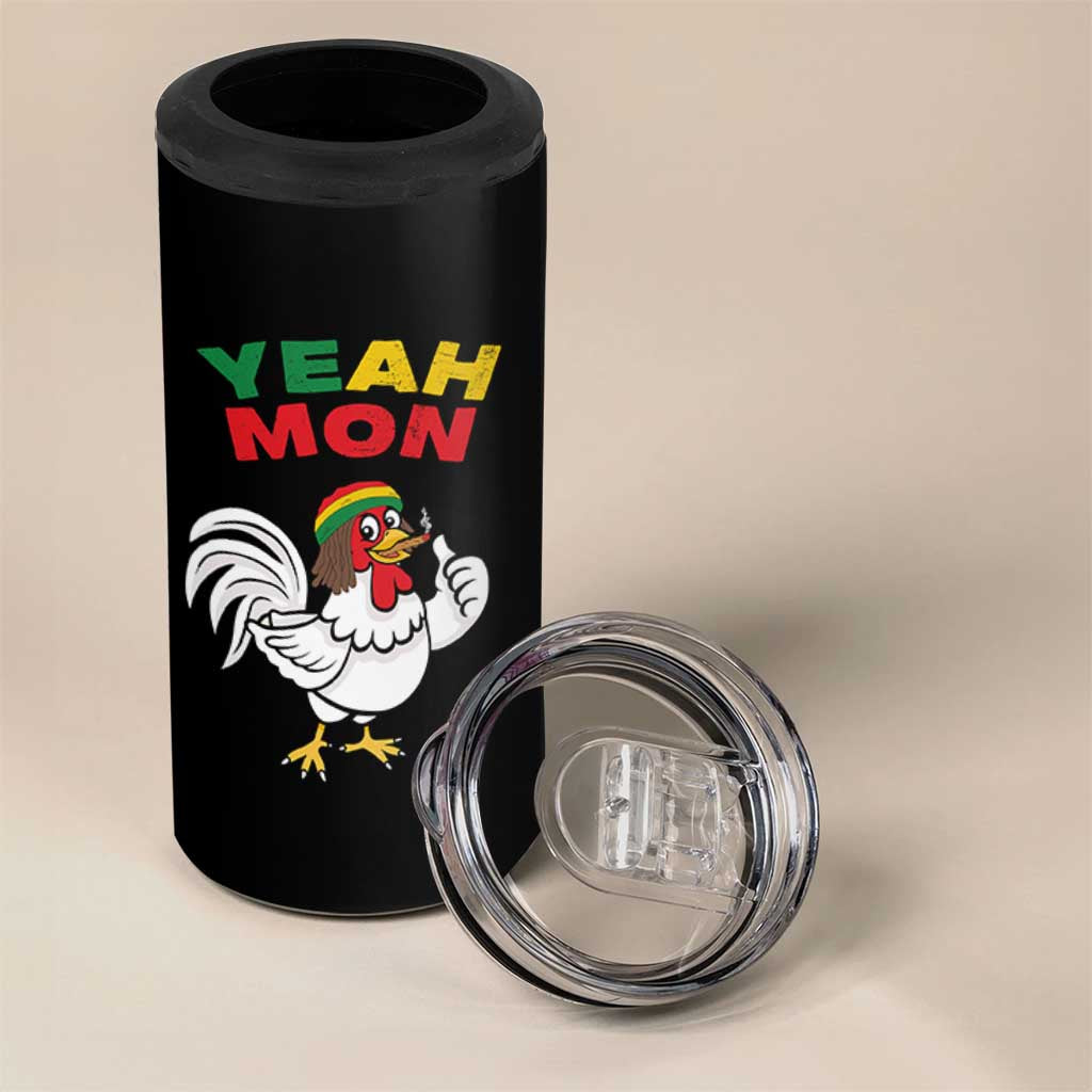 Jamaica Chicken 4 in 1 Can Cooler Tumbler Yeah Mon Jamaican Rastacap - Wonder Print Shop