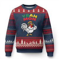 Jamaica Chicken Ugly Christmas Sweater Yeah Mon Jamaican Rastacap - Wonder Print Shop