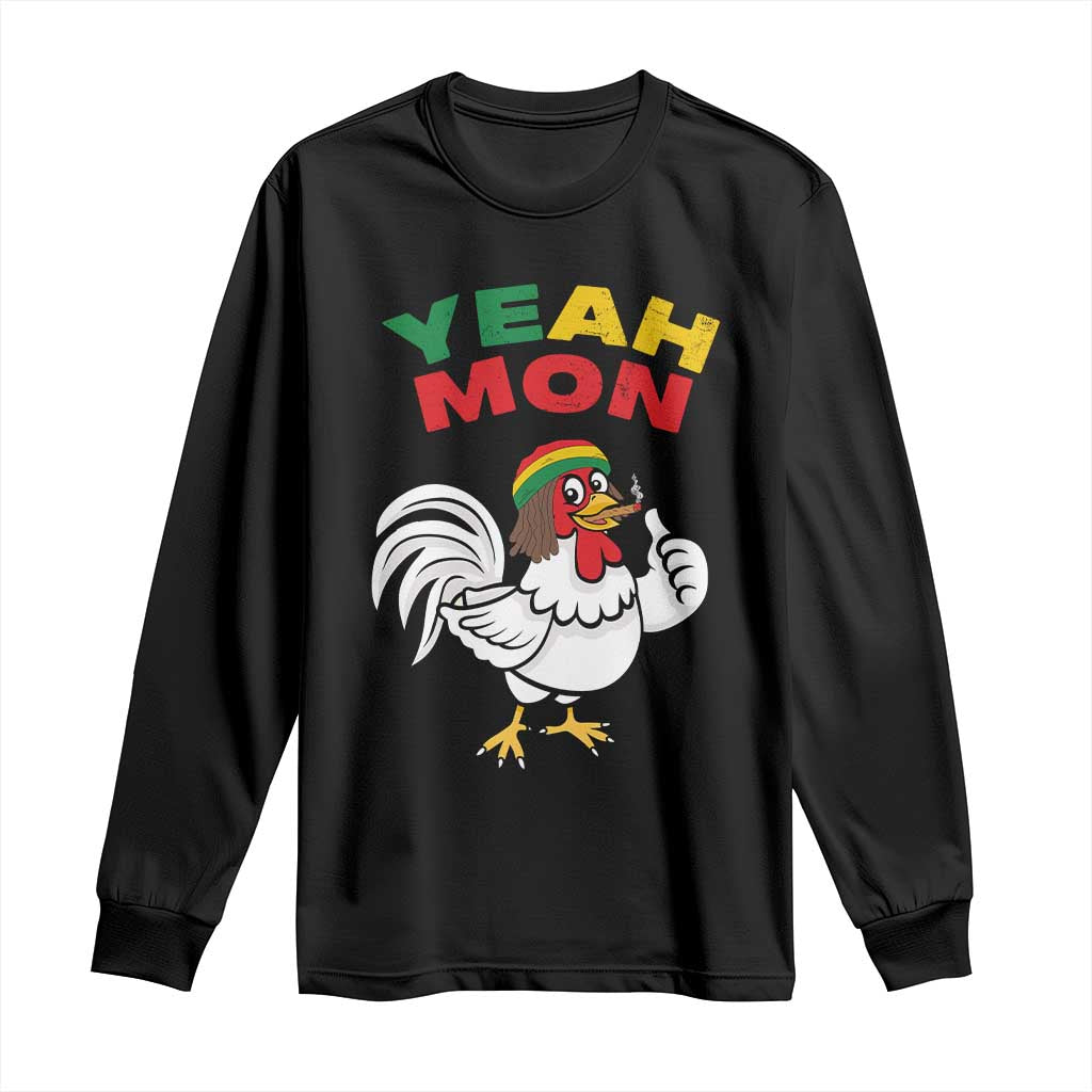Jamaica Chicken Long Sleeve Shirt Yeah Mon Jamaican Rastacap - Wonder Print Shop