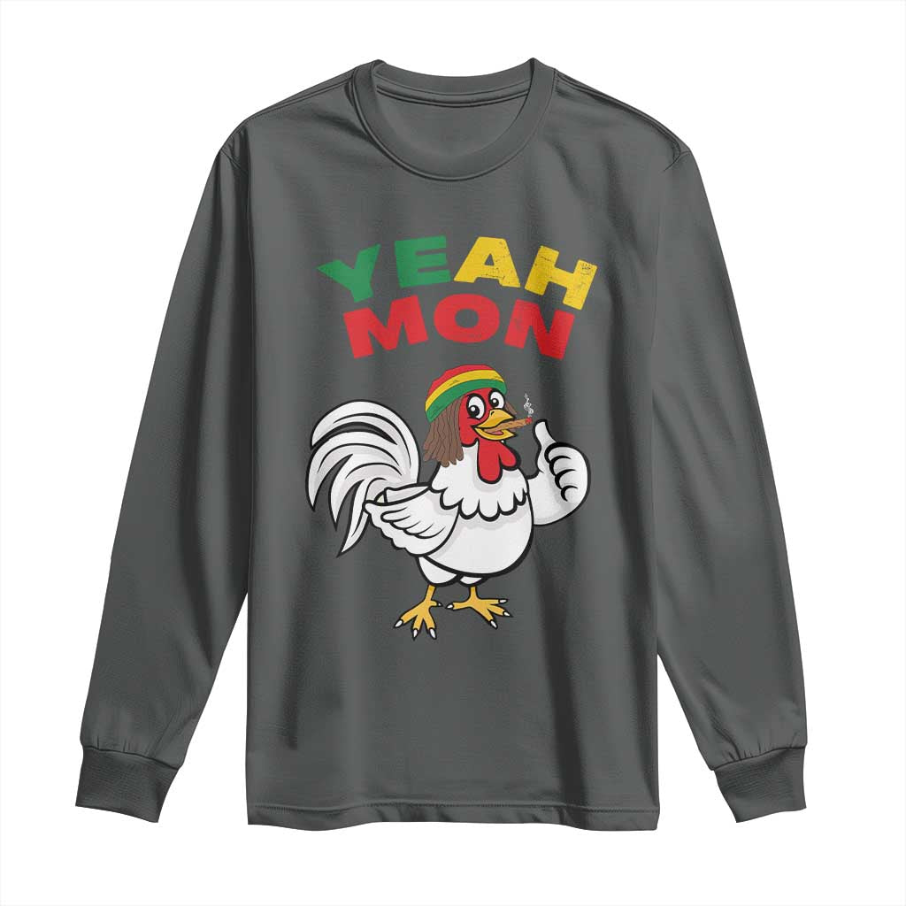 Jamaica Chicken Long Sleeve Shirt Yeah Mon Jamaican Rastacap - Wonder Print Shop
