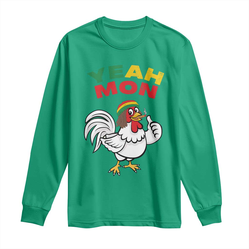 Jamaica Chicken Long Sleeve Shirt Yeah Mon Jamaican Rastacap - Wonder Print Shop