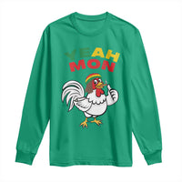 Jamaica Chicken Long Sleeve Shirt Yeah Mon Jamaican Rastacap - Wonder Print Shop