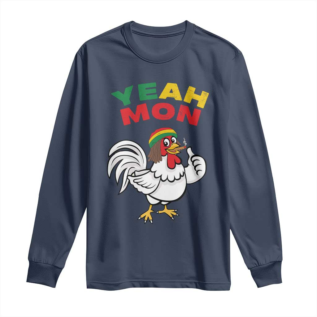 Jamaica Chicken Long Sleeve Shirt Yeah Mon Jamaican Rastacap - Wonder Print Shop