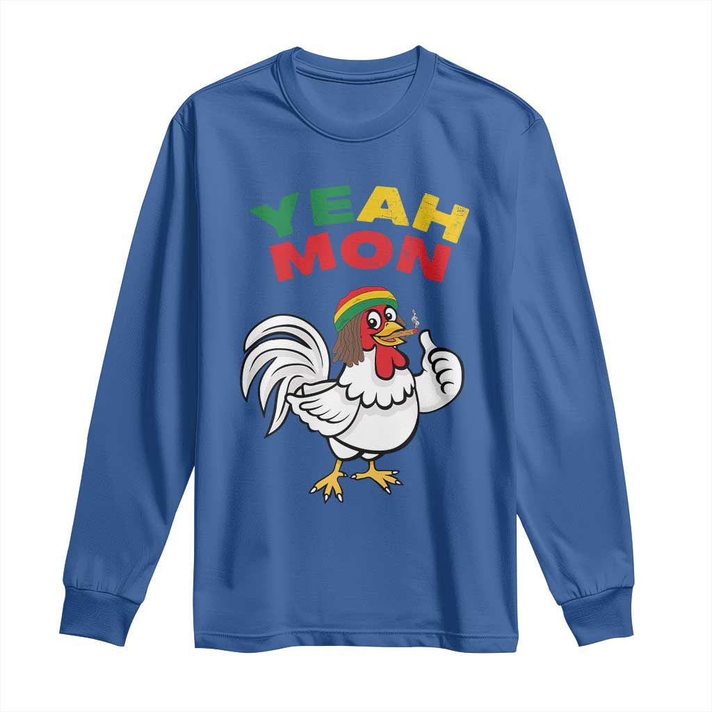 Jamaica Chicken Long Sleeve Shirt Yeah Mon Jamaican Rastacap - Wonder Print Shop