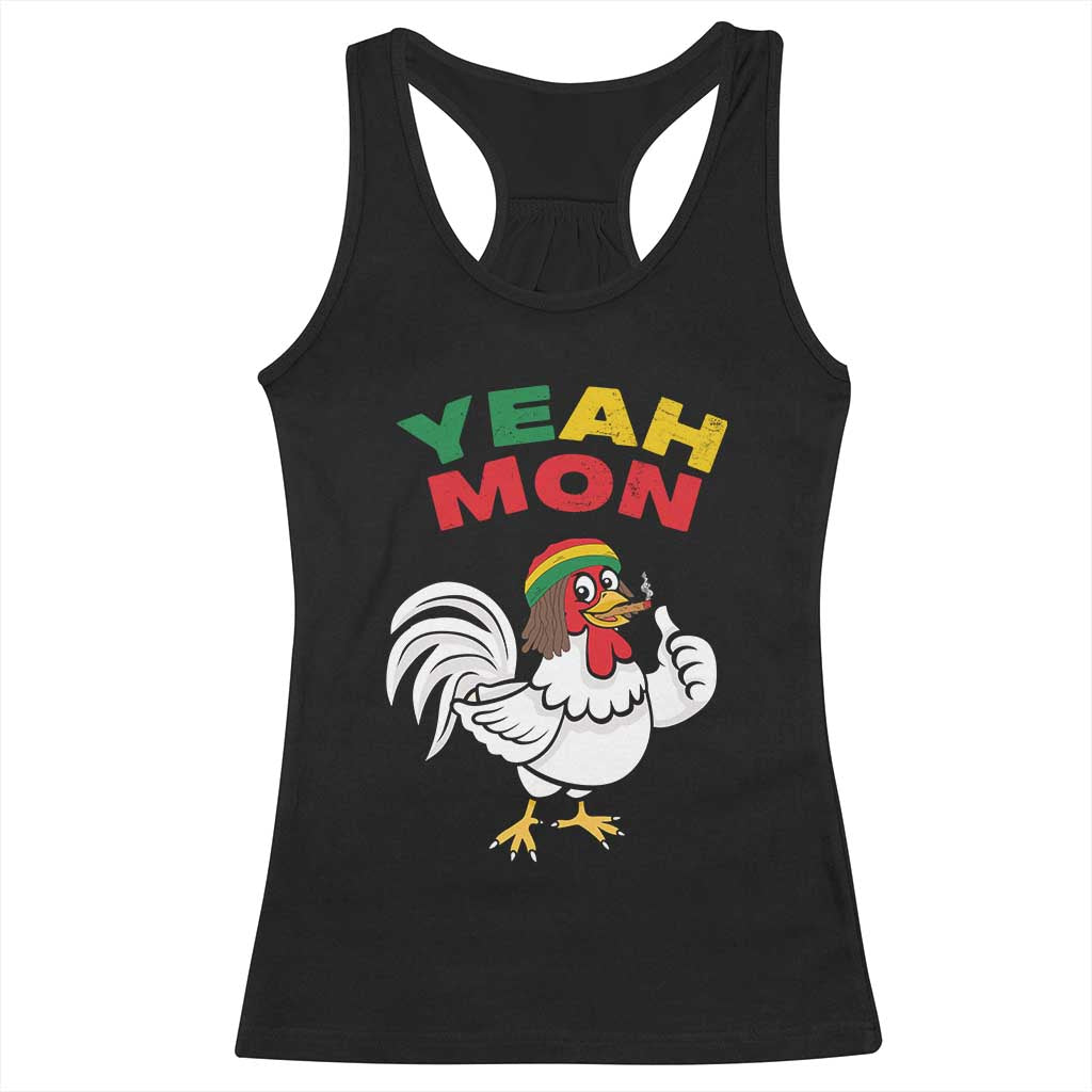 Jamaica Chicken Racerback Tank Top Yeah Mon Jamaican Rastacap - Wonder Print Shop