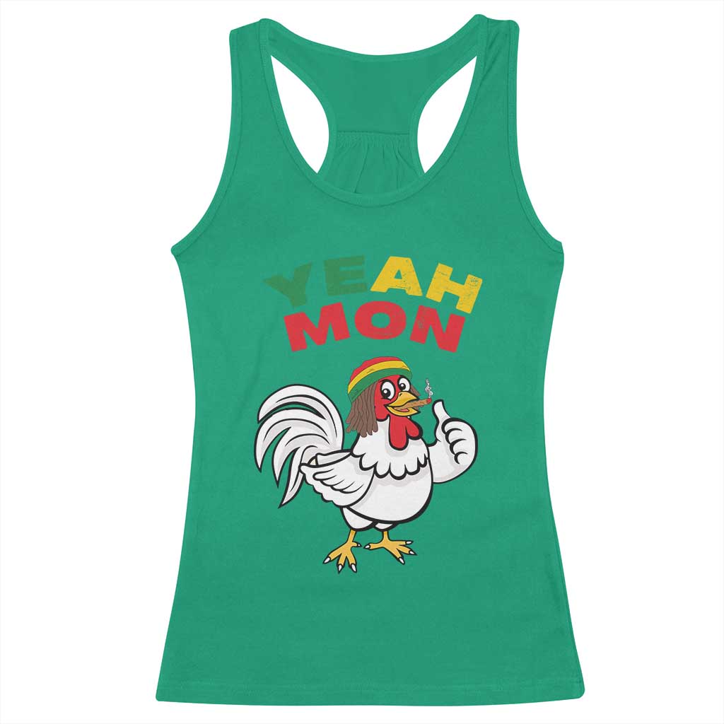 Jamaica Chicken Racerback Tank Top Yeah Mon Jamaican Rastacap - Wonder Print Shop
