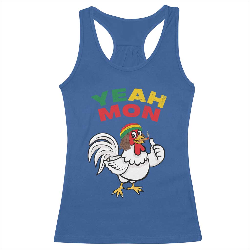 Jamaica Chicken Racerback Tank Top Yeah Mon Jamaican Rastacap - Wonder Print Shop