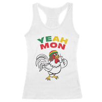 Jamaica Chicken Racerback Tank Top Yeah Mon Jamaican Rastacap - Wonder Print Shop