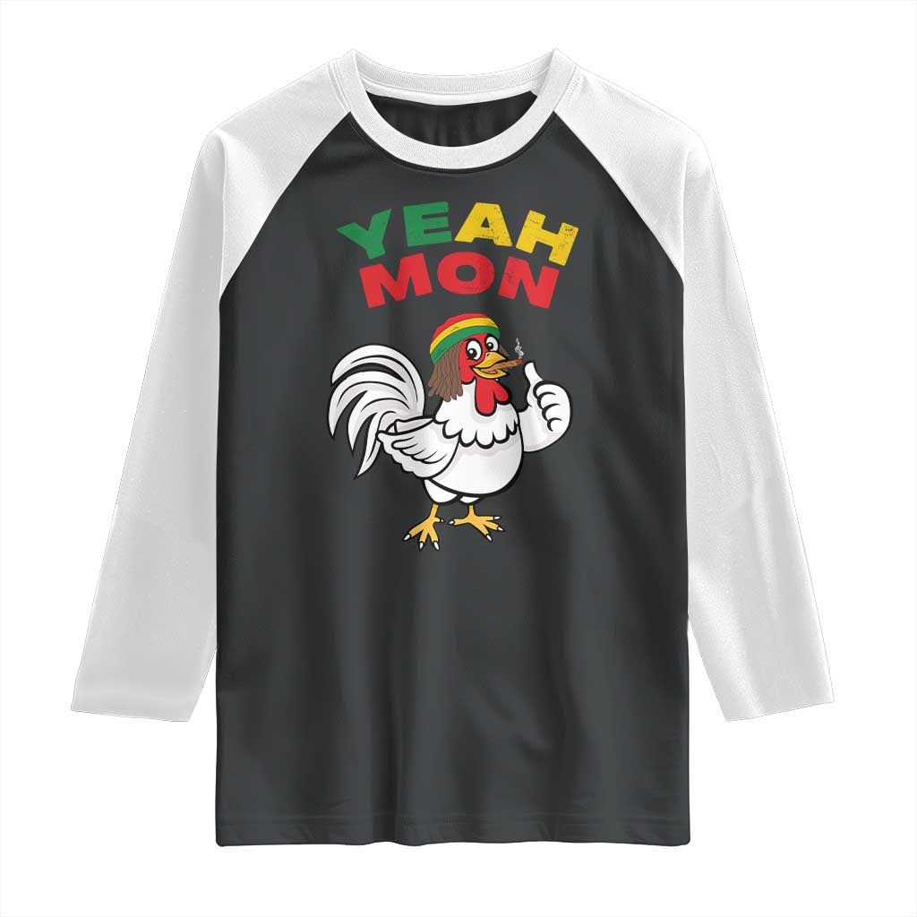 Jamaica Chicken Raglan Shirt Yeah Mon Jamaican Rastacap - Wonder Print Shop