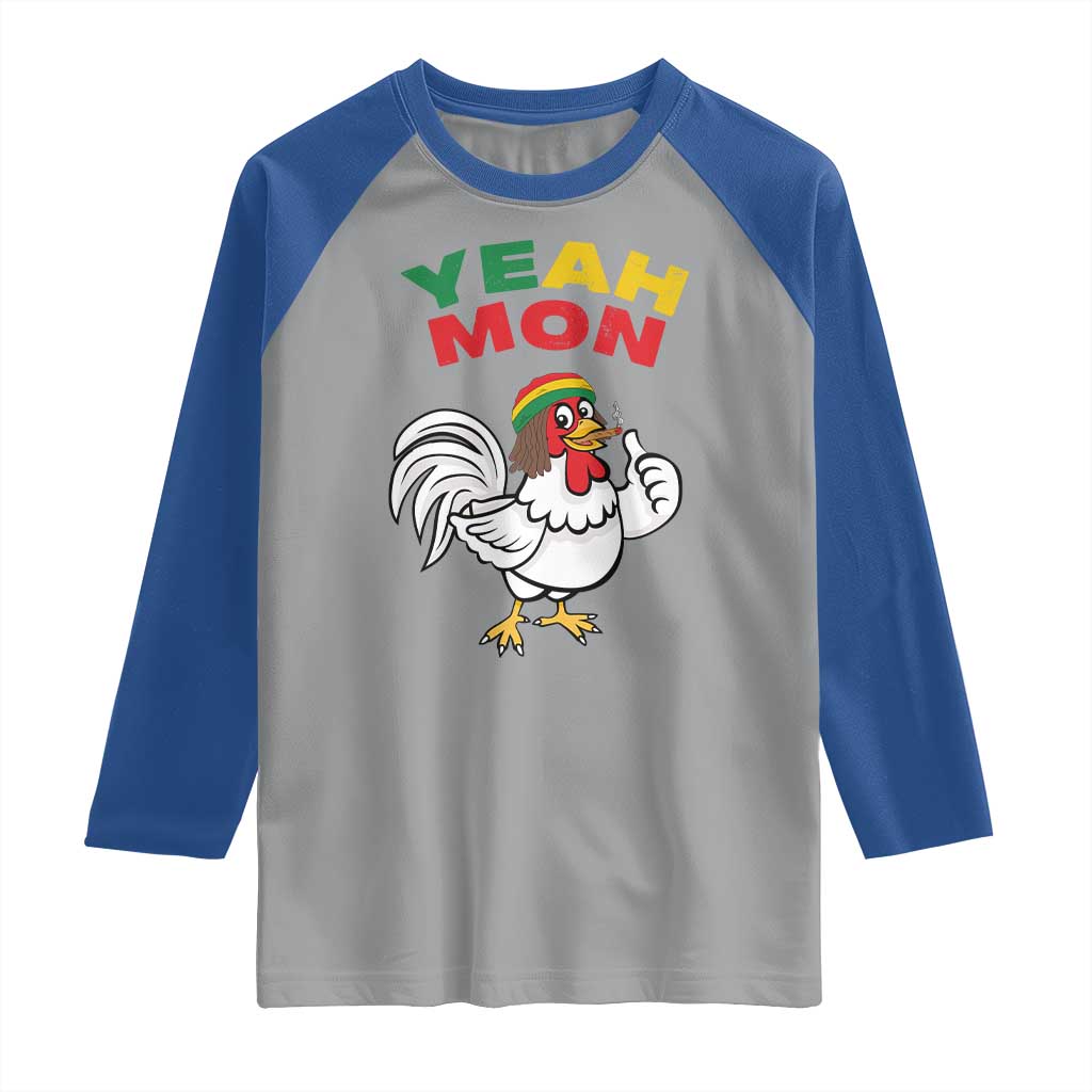 Jamaica Chicken Raglan Shirt Yeah Mon Jamaican Rastacap - Wonder Print Shop