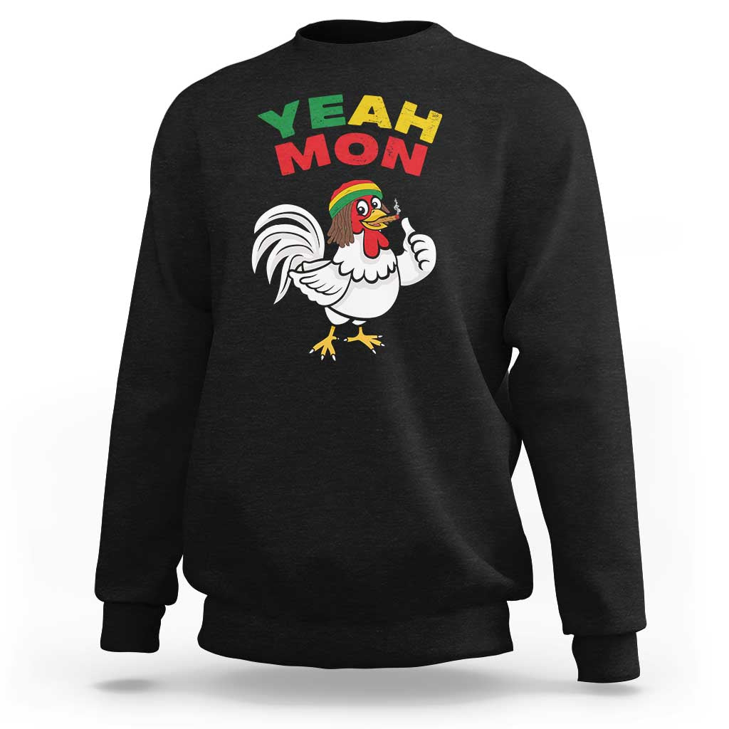 Jamaica Chicken Sweatshirt Yeah Mon Jamaican Rastacap - Wonder Print Shop