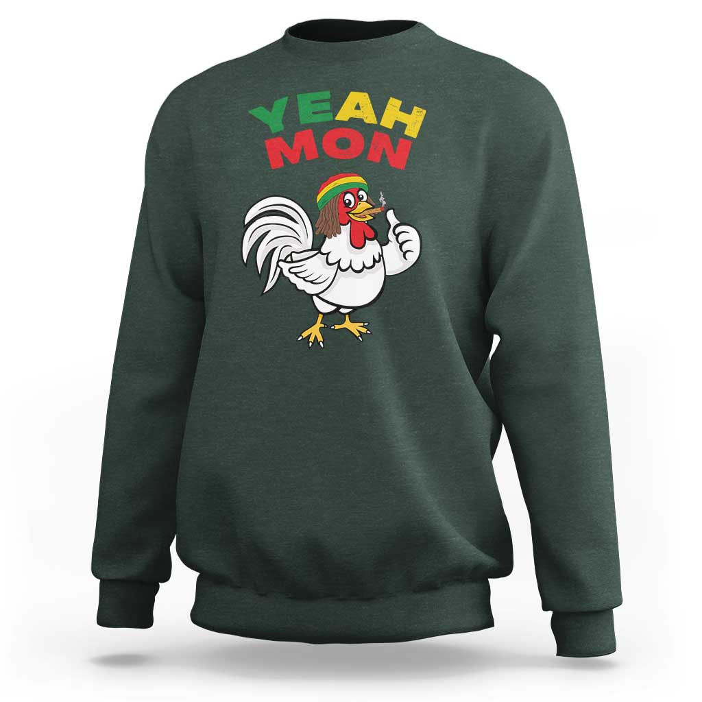 Jamaica Chicken Sweatshirt Yeah Mon Jamaican Rastacap - Wonder Print Shop