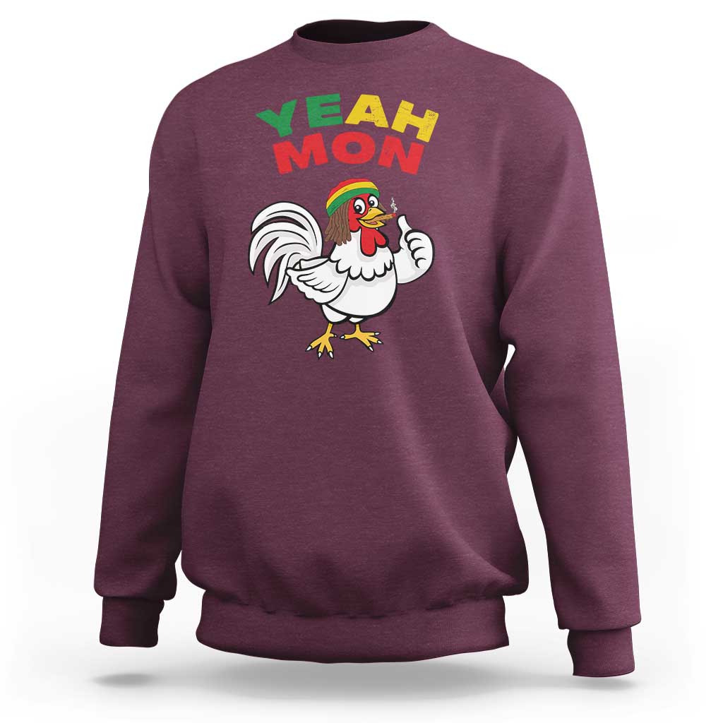 Jamaica Chicken Sweatshirt Yeah Mon Jamaican Rastacap - Wonder Print Shop