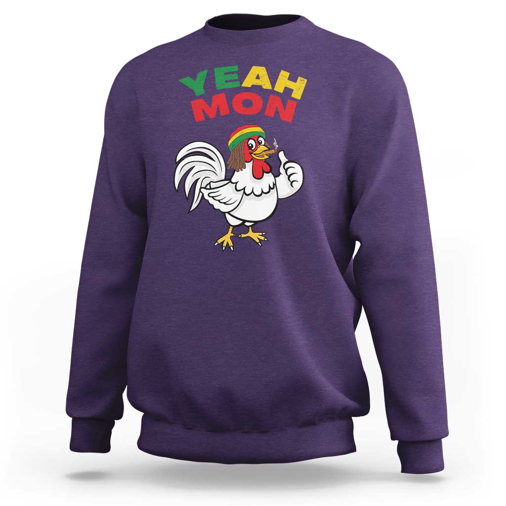 Jamaica Chicken Sweatshirt Yeah Mon Jamaican Rastacap - Wonder Print Shop