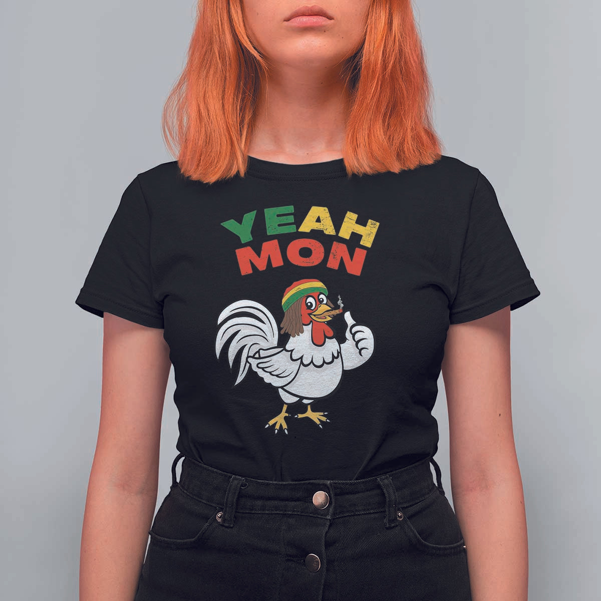 Jamaica Chicken T Shirt For Women Yeah Mon Jamaican Rastacap - Wonder Print Shop