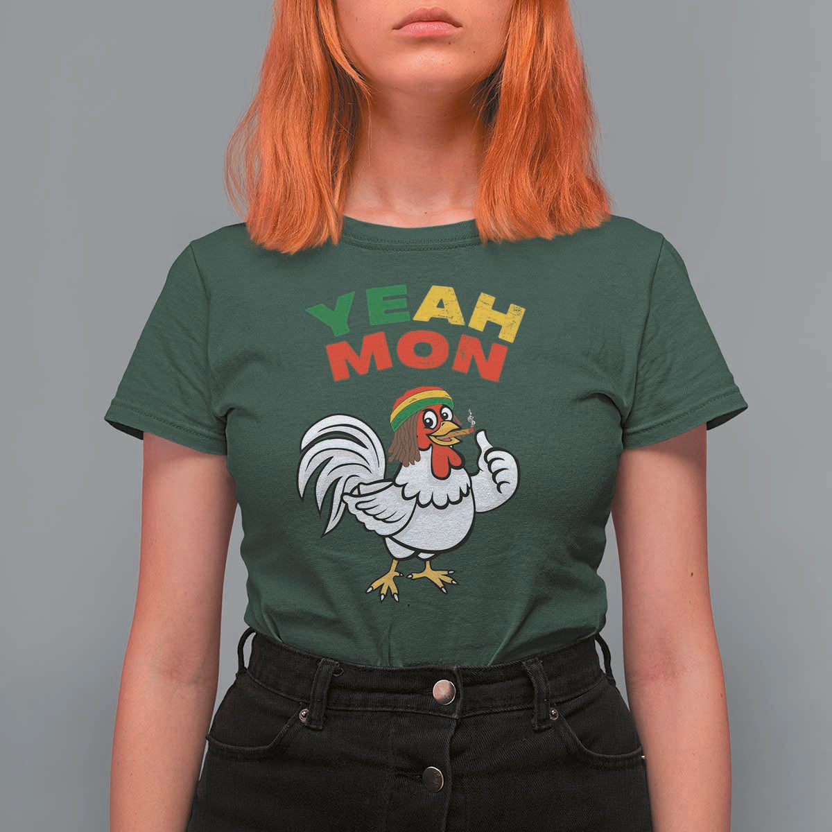 Jamaica Chicken T Shirt For Women Yeah Mon Jamaican Rastacap - Wonder Print Shop