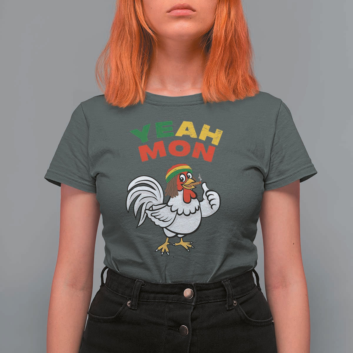 Jamaica Chicken T Shirt For Women Yeah Mon Jamaican Rastacap - Wonder Print Shop