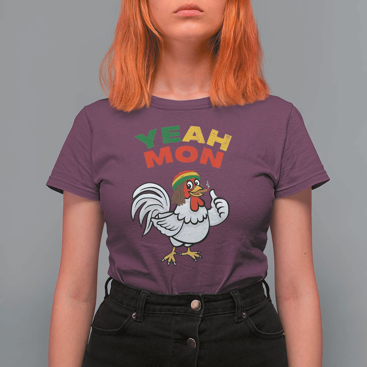 Jamaica Chicken T Shirt For Women Yeah Mon Jamaican Rastacap - Wonder Print Shop