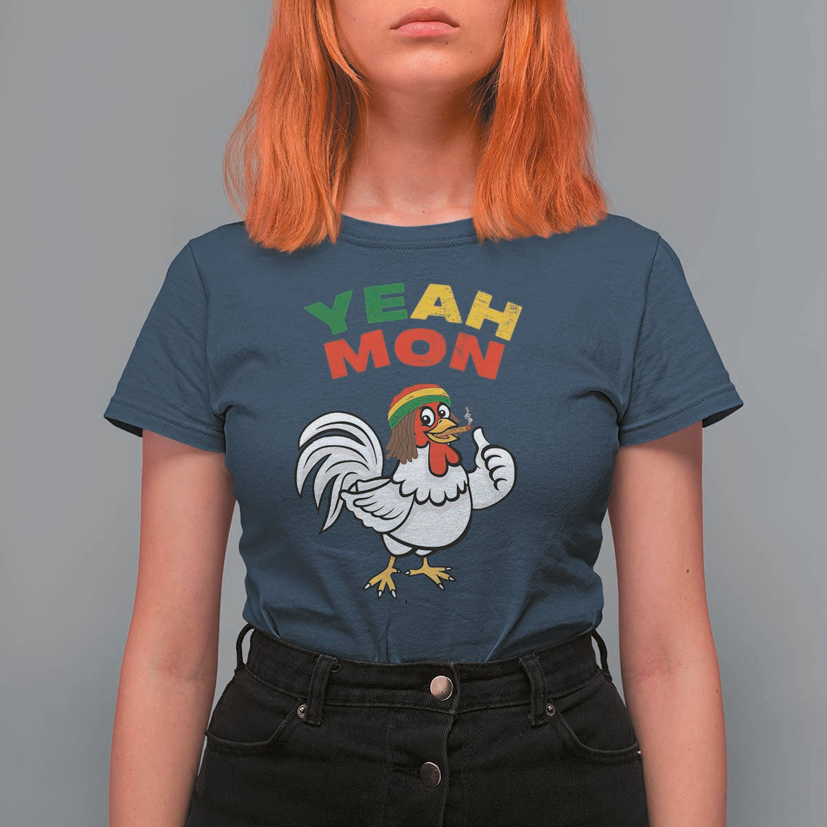 Jamaica Chicken T Shirt For Women Yeah Mon Jamaican Rastacap - Wonder Print Shop