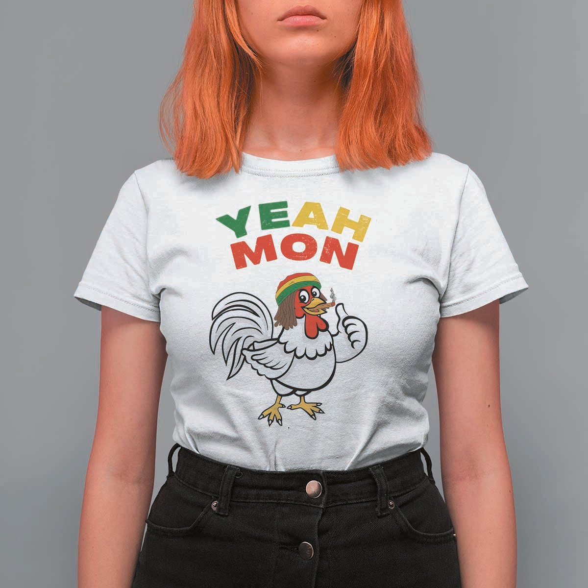Jamaica Chicken T Shirt For Women Yeah Mon Jamaican Rastacap - Wonder Print Shop