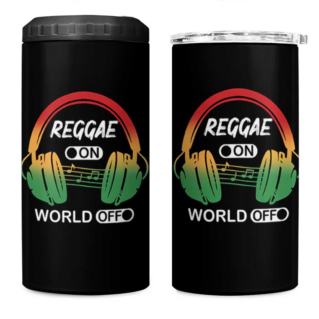 Reggae On World Off 4 in 1 Can Cooler Tumbler Reggae King Music Rastafarian - Wonder Print Shop