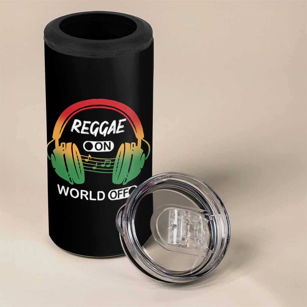 Reggae On World Off 4 in 1 Can Cooler Tumbler Reggae King Music Rastafarian - Wonder Print Shop