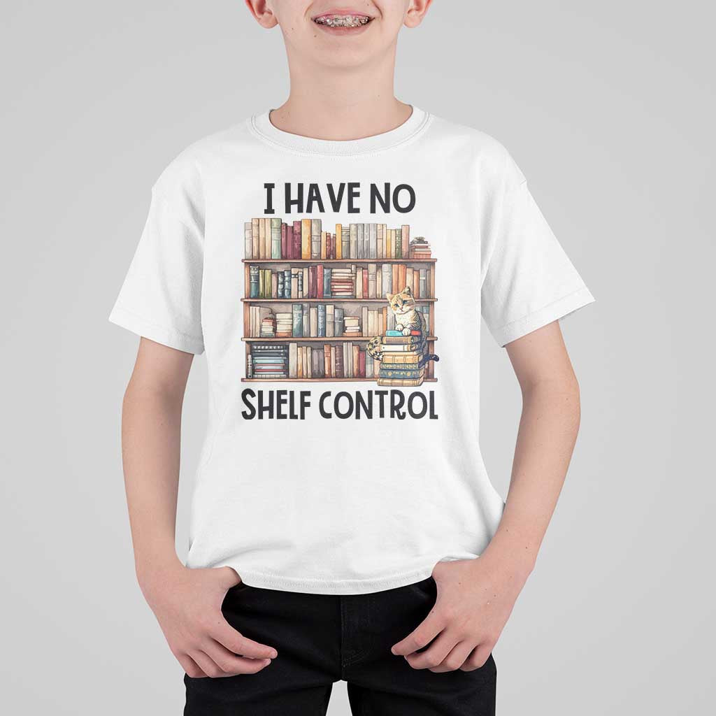 Funny Library Reading T Shirt For Kid I Have No Shelf Control Books Cat - Wonder Print Shop