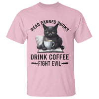 Funny Reading Cat T Shirt Read Banned Books Drink Coffee Fight Evil BookWorm - Wonder Print Shop