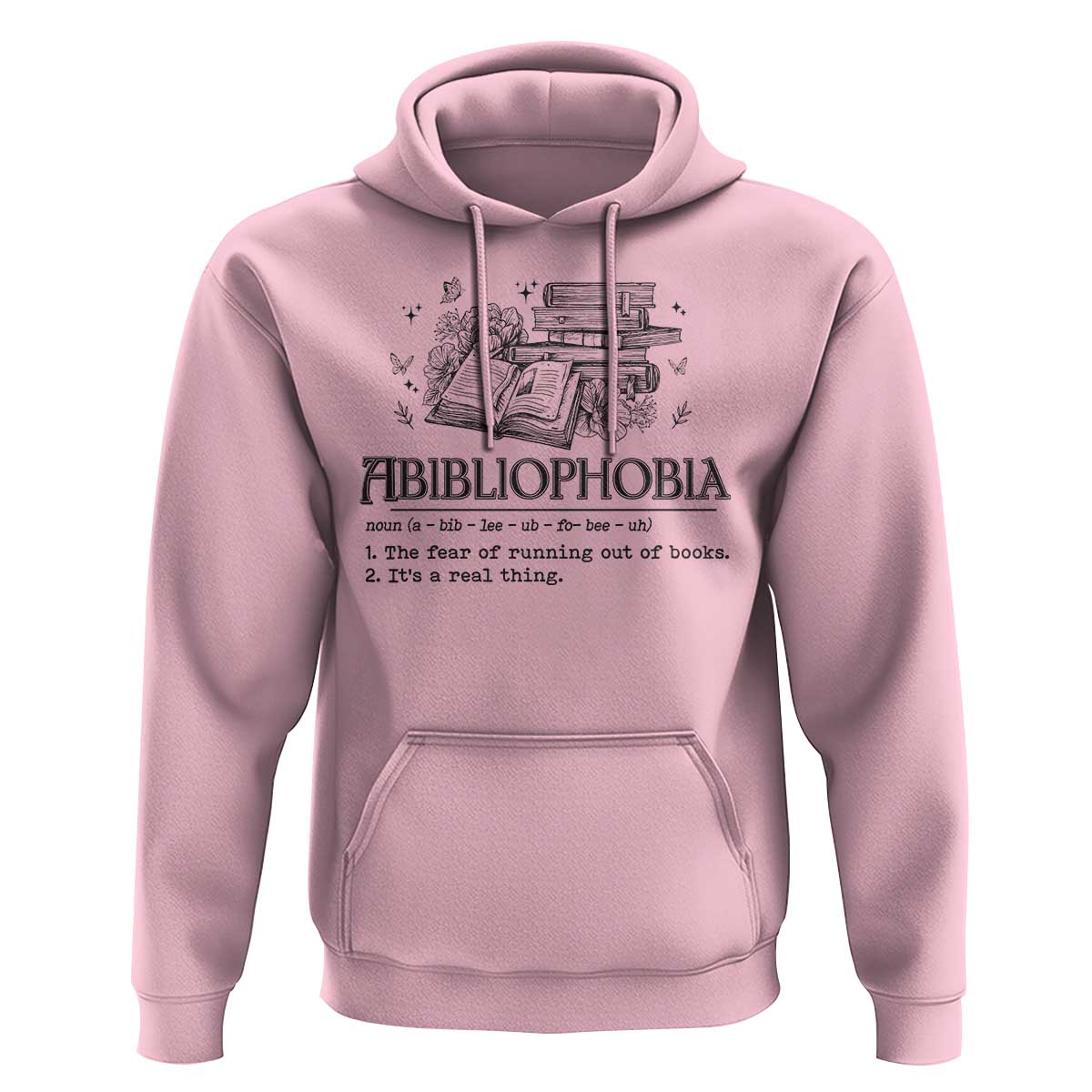 Funny Reading Hoodie Abibliophobia Bookworm Reader Butterfly Flower - Wonder Print Shop