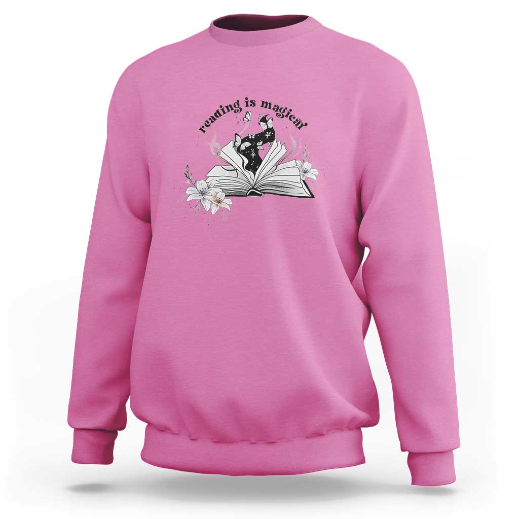 Funny Book Lover Sweatshirt Reading Is Magical Black Magic - Wonder Print Shop