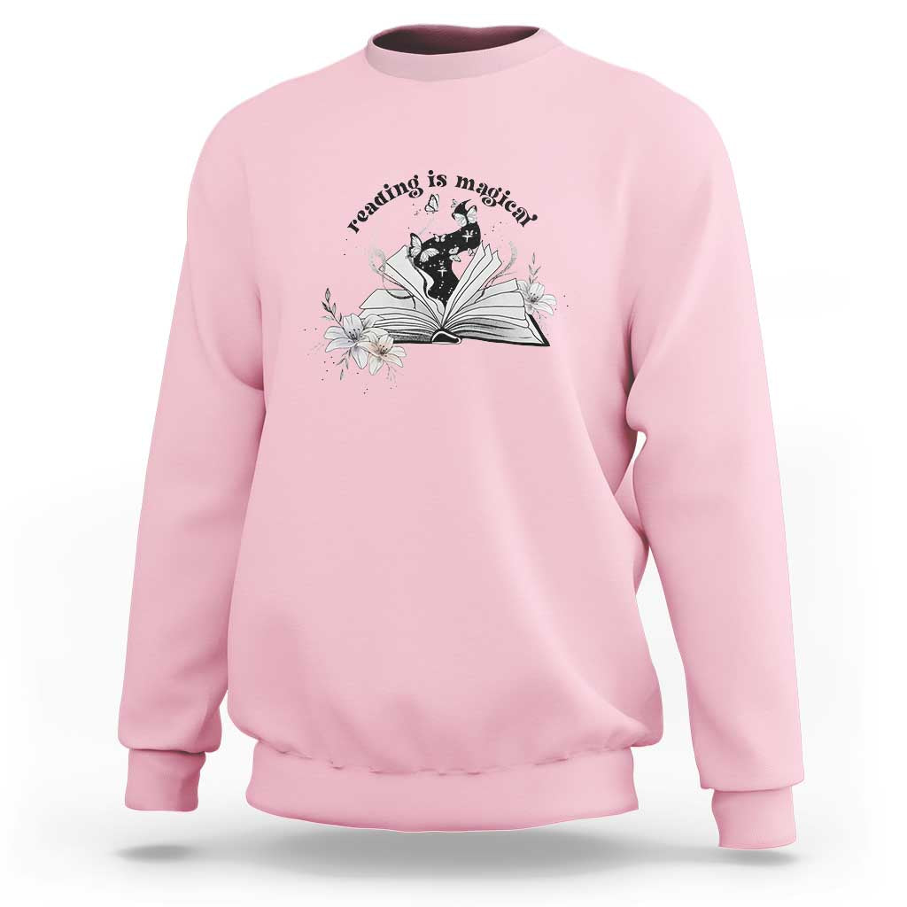 Funny Book Lover Sweatshirt Reading Is Magical Black Magic - Wonder Print Shop