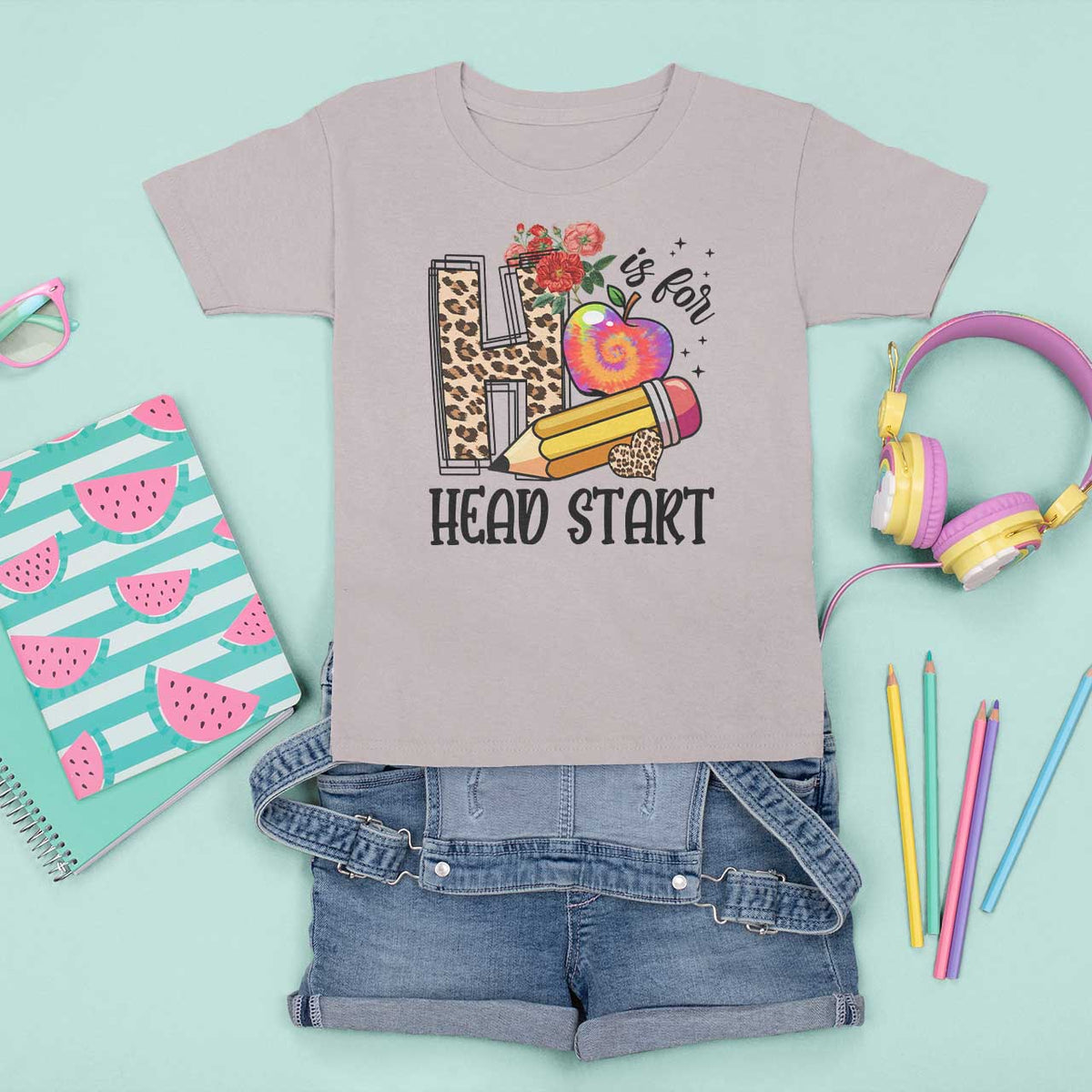 Back To School T Shirt For Kid H Is For Head Start Pencil Apple Flower - Wonder Print Shop